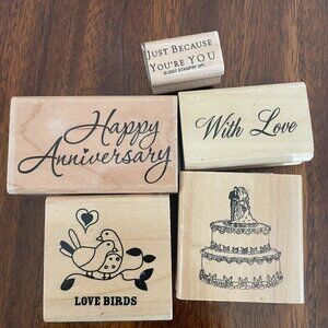 Wooden Rubber Stamps Wedding Theme Set of 5 Anita's & Stampabilities!